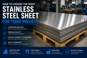 Stainless steel sheet selection guide showing industrial-grade stainless steel sheets for construction, fabrication, and manufacturing projects