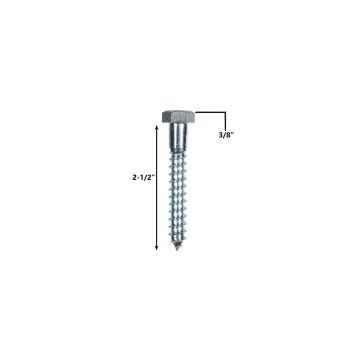⅜” X 2-½” HEX LAG SCREW, ZINC PLATED