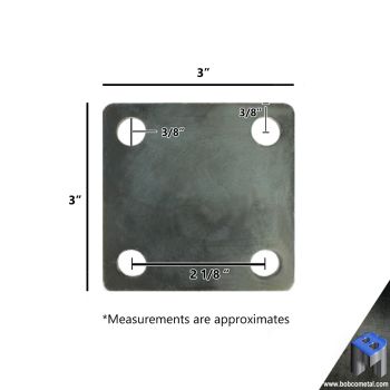 3" x 3" Heavy Duty Square Flat Steel Metal Base Plate With Holes