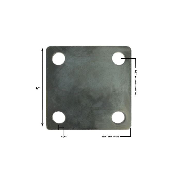 6" x 6" Heavy Duty Square Flat Steel Metal Base Plate With Holes