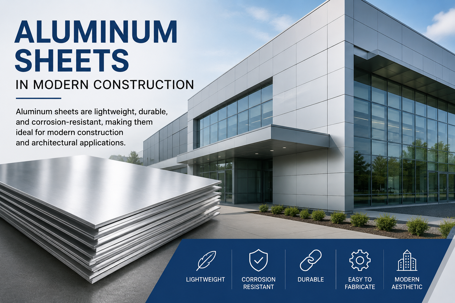 Aluminum sheets used in modern commercial construction projects